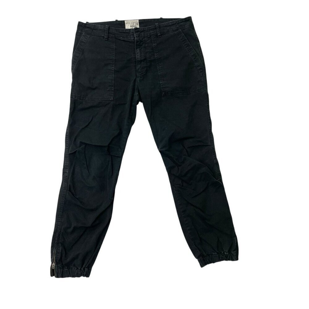 NILI LOTAN Cropped Military Pants Jogger Stretch Cotton Twill Black size 8